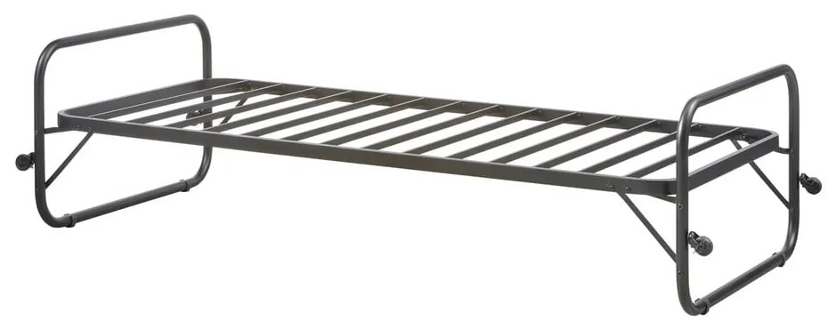 Čierna kovová jednolôžková posteľ skladacia s roštom 90x200 cm Lucy – WOOOD