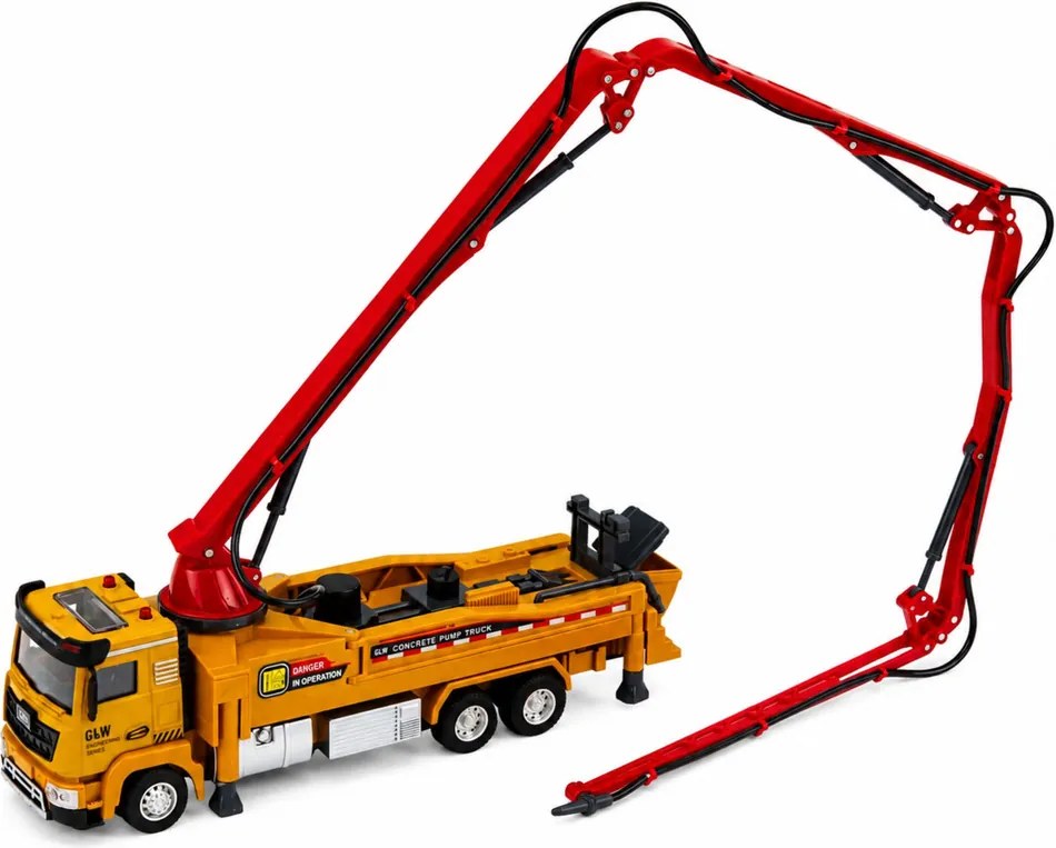 LEAN Toys Nákladné auto s čerpadlom na betón, svetlá, zvuky, voda, mierka 1:40