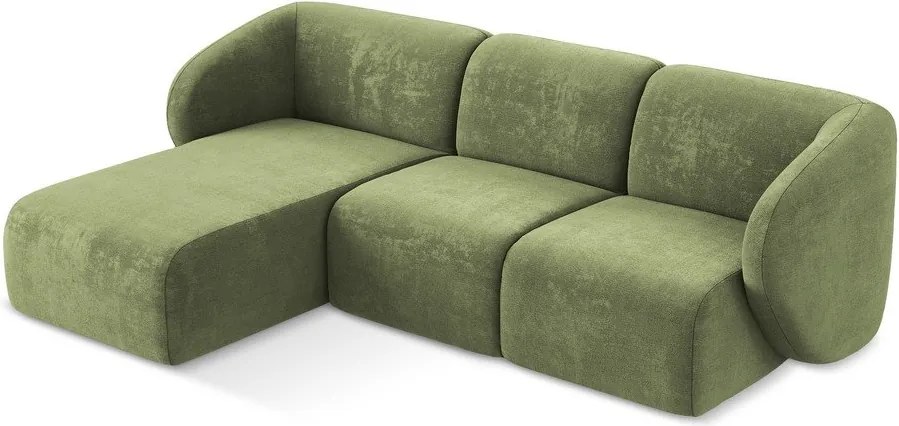 Zelená ženilková rohová pohovka (ľavý roh/s leňoškou) Lani – Makamii