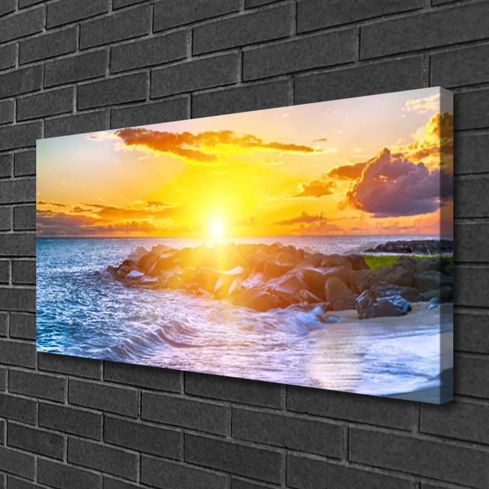 Obraz Canvas Západ slnka more pobrežie 140x70 cm