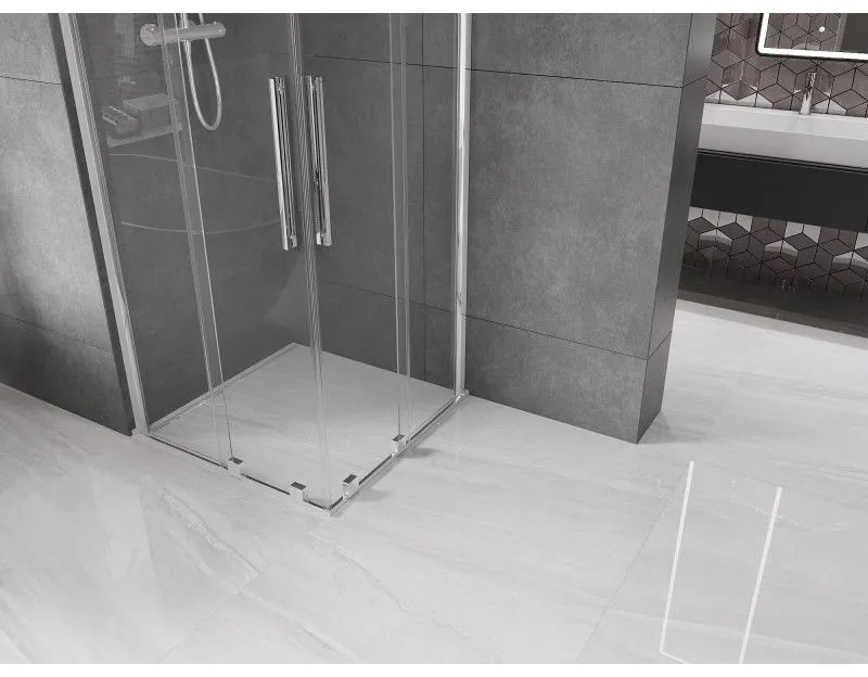 Mexen Velar Duo, sprchový kút s posuvnými dverami 80(dvere) x 80(dvere) cm, 8mm číre sklo, chrómový profil, 871-080-080-02-01
