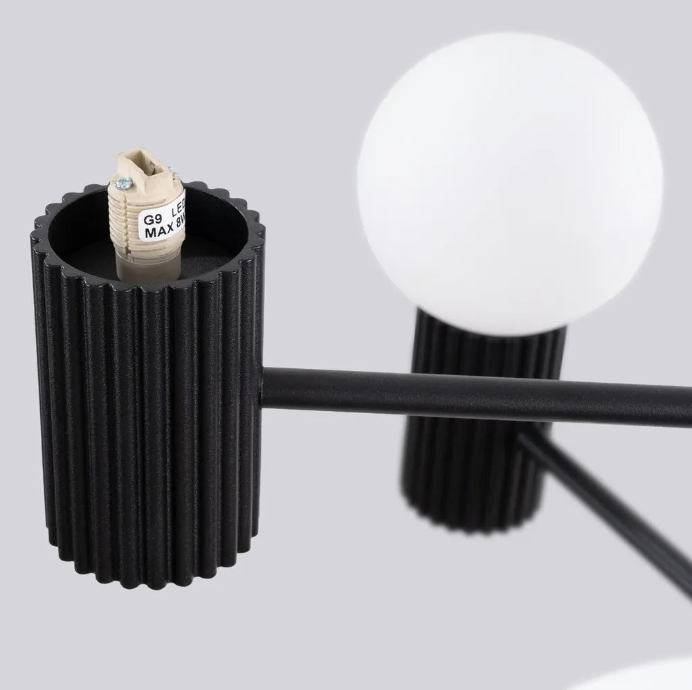 Čierne závesné svietidlo so skleneným tienidlom Orbital – Sollux