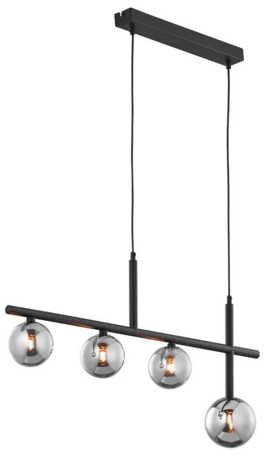 Jupiter 1908 - Závesné svietidlo na lanku NEPTUN 4xG9/14W/230V čierna/dymová sivá