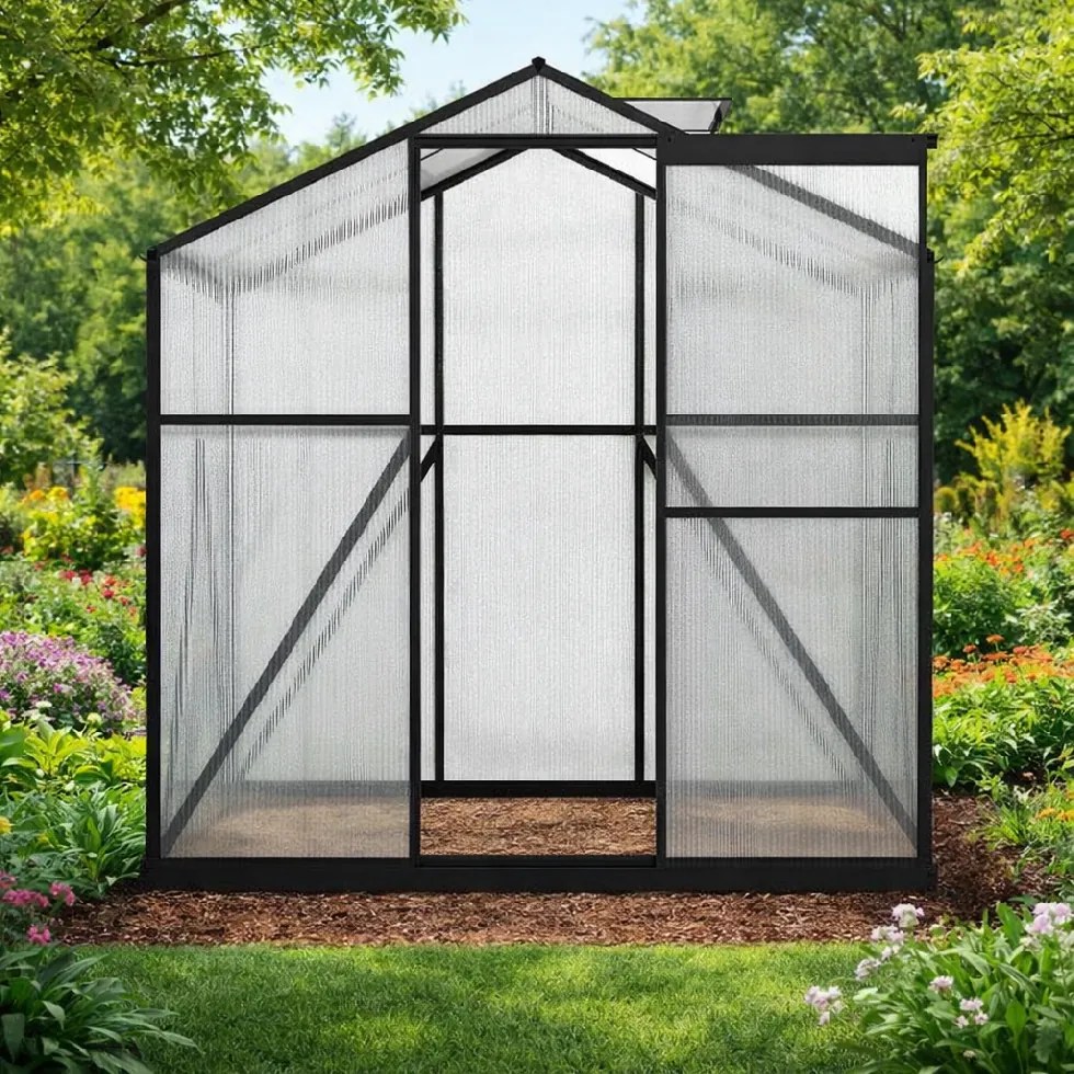 Skleník so základňou BestBerg BBGH-406B / 2,5 m² / 130 × 190 × 194 cm / čierna