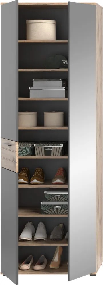 Predsieňová šatníkova skriňa Mason, dub/šedá