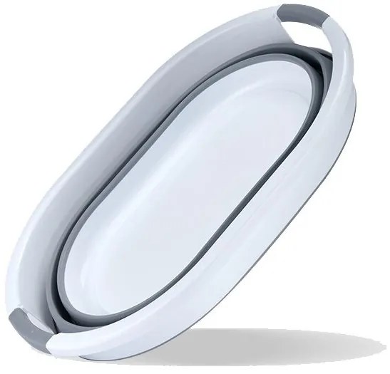 Oválny skladací kôš na bielizeň AIDA 25 l bielo-šedý