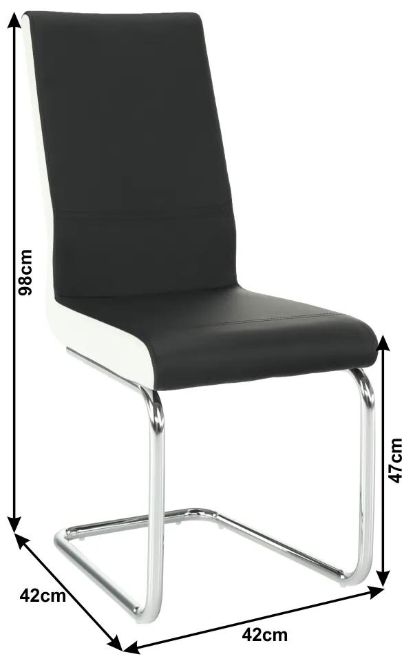Tempo Kondela Jedálenská stolička, ekokoža čierna, biela/chróm, NEANA