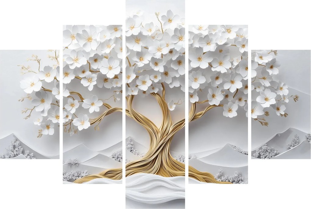 Obraz – 3D elegantný strom života plný kvetov (150x105 cm)