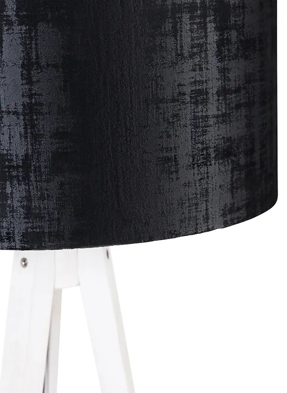Moderná stojaca lampa trojnožka biela s čiernym zamatovým tienidlom 50 cm - Tripod Classic
