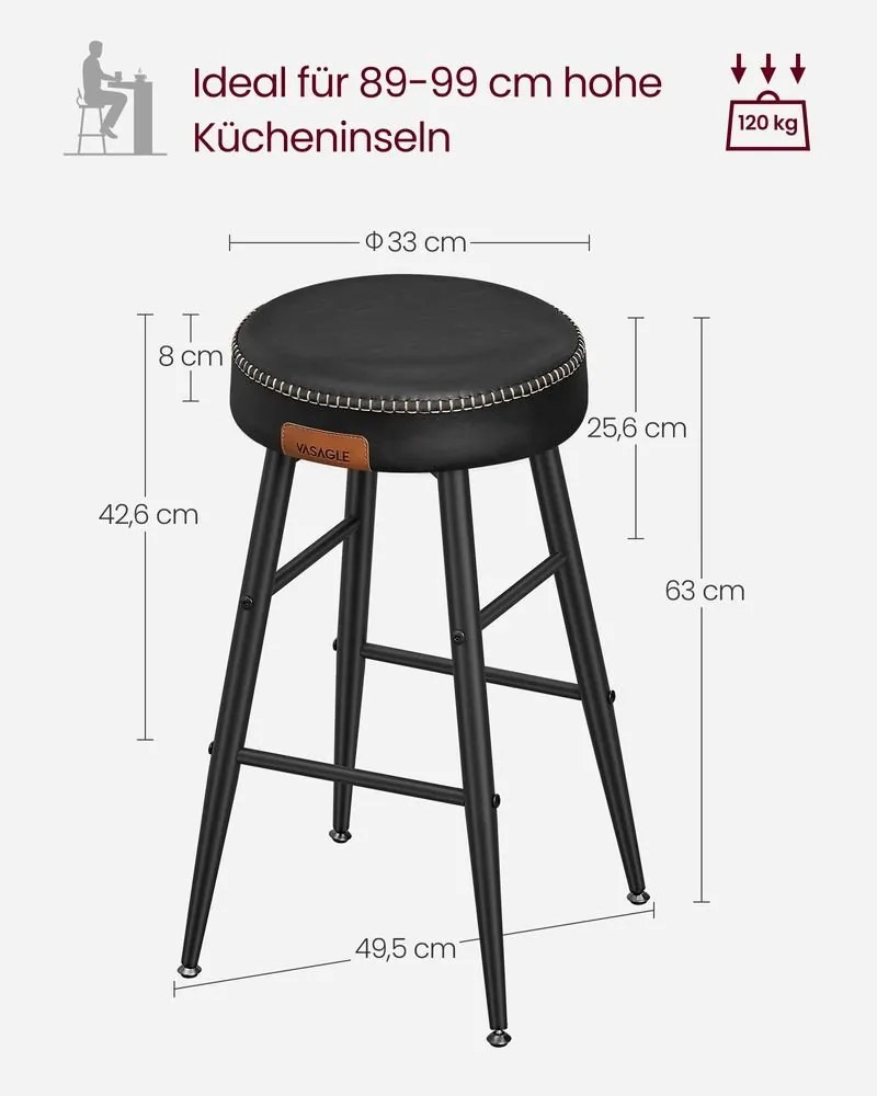 Barové stoličky 2 ks VASAGLE LBC080B01