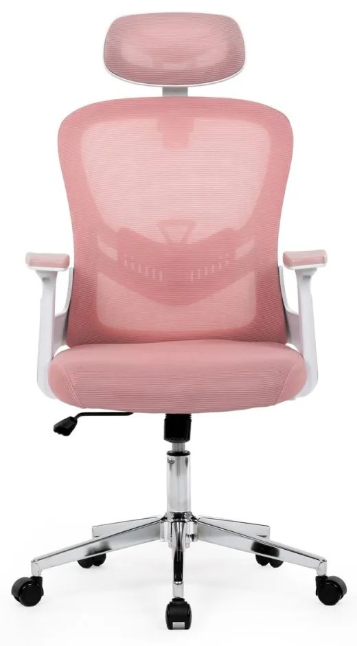 Kancelárska otočná stolička ROSE — sieť / látka, ružová