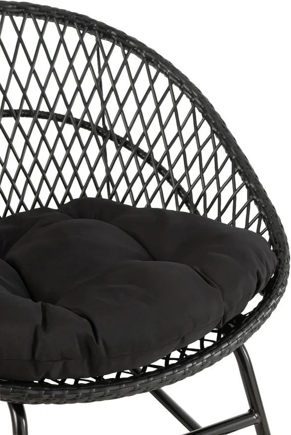 Čierne ratanové záhradné hojdacie kreslo Zayo Black - 118*82*78 cm