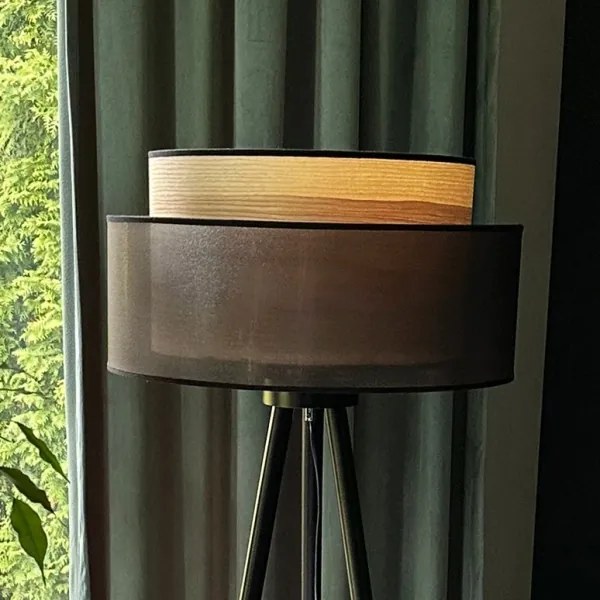 Duolla - Stojacia lampa WOOD BOHO 1xE27/15W/230V pr. 45 cm čierna/béžová