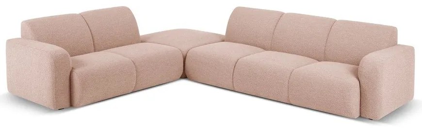 Ružová rohová pohovka z textílie bouclé (ľavý roh) Molino – Micadoni Home