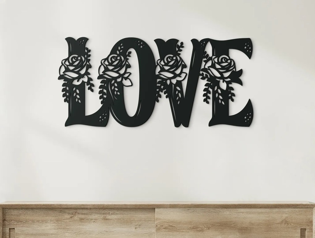 drevko Drevený nápis na stenu LOVE Rozmer obrazu: 20,5 x 44,5 cm, Farba dekorácie: Čierna