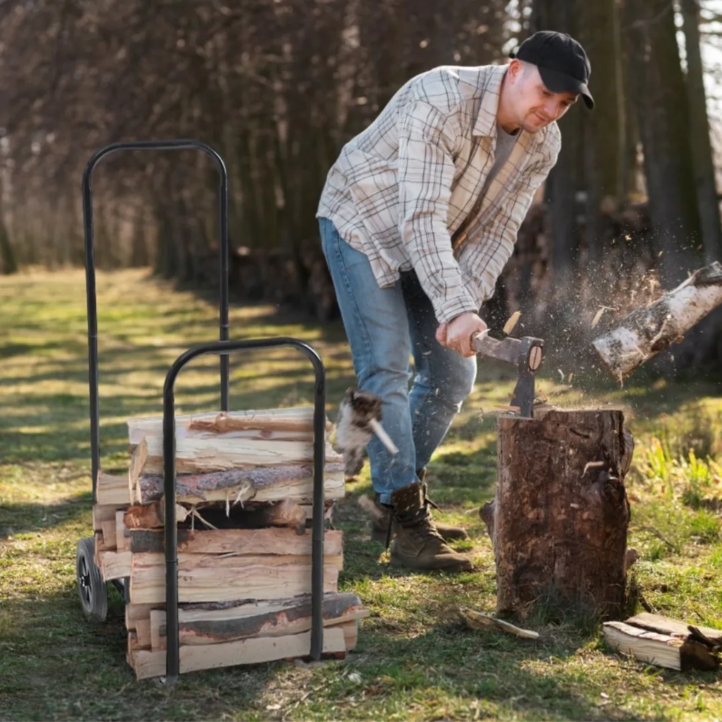Vozík na palivové drevo AUREL, 56x45x105cm, čierna Gardebruk