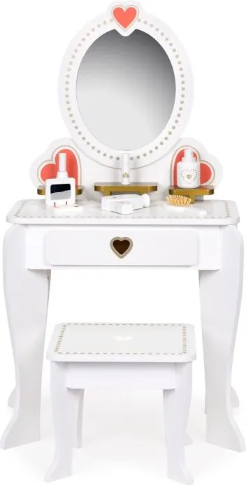 Veľký drevený detský toaletný stolík so zrkadlom pre dievčatá