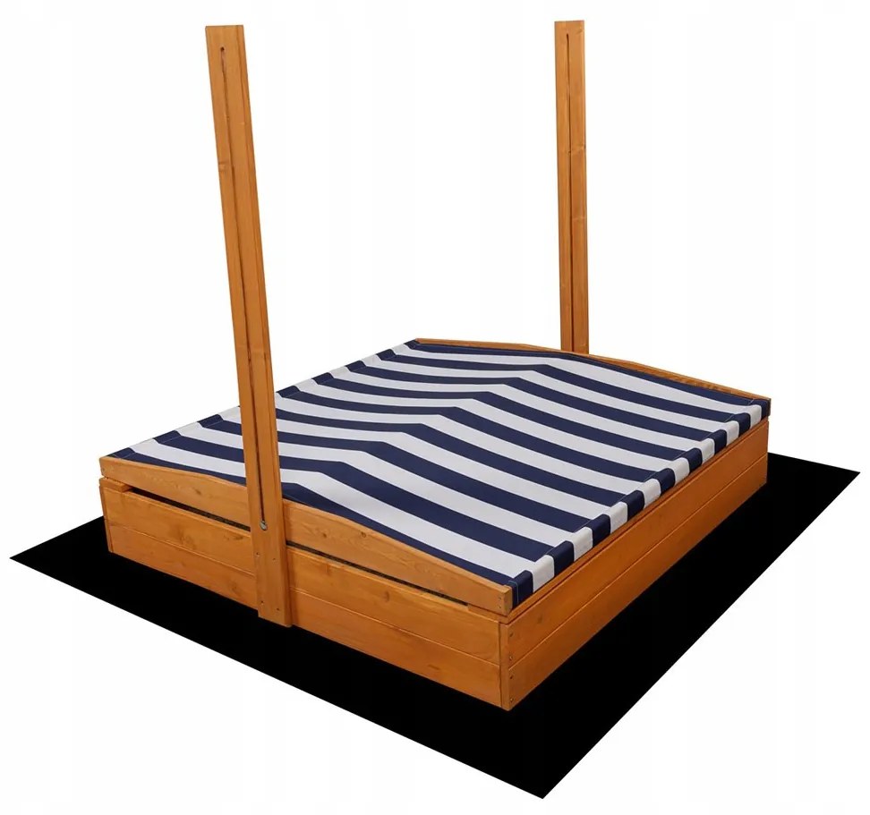 Detské drevené pieskovisko so strieškou Baby Mix 120x120 cm modro-biele