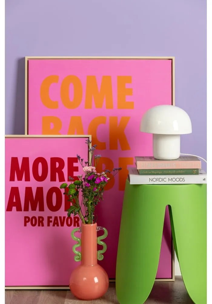 Biela stolová lampa s kovovým tienidlom (výška 20 cm) Fat Mushroom – Leitmotiv