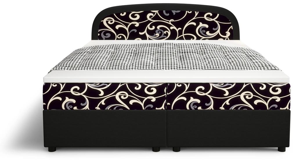 Manželská posteľ Boxspring 160 cm Brick Comfort (tmavohnedá + vzor kvet) (s matracom a úložným priestorom). Vlastná spoľahlivá doprava až k Vám domov. 1055775