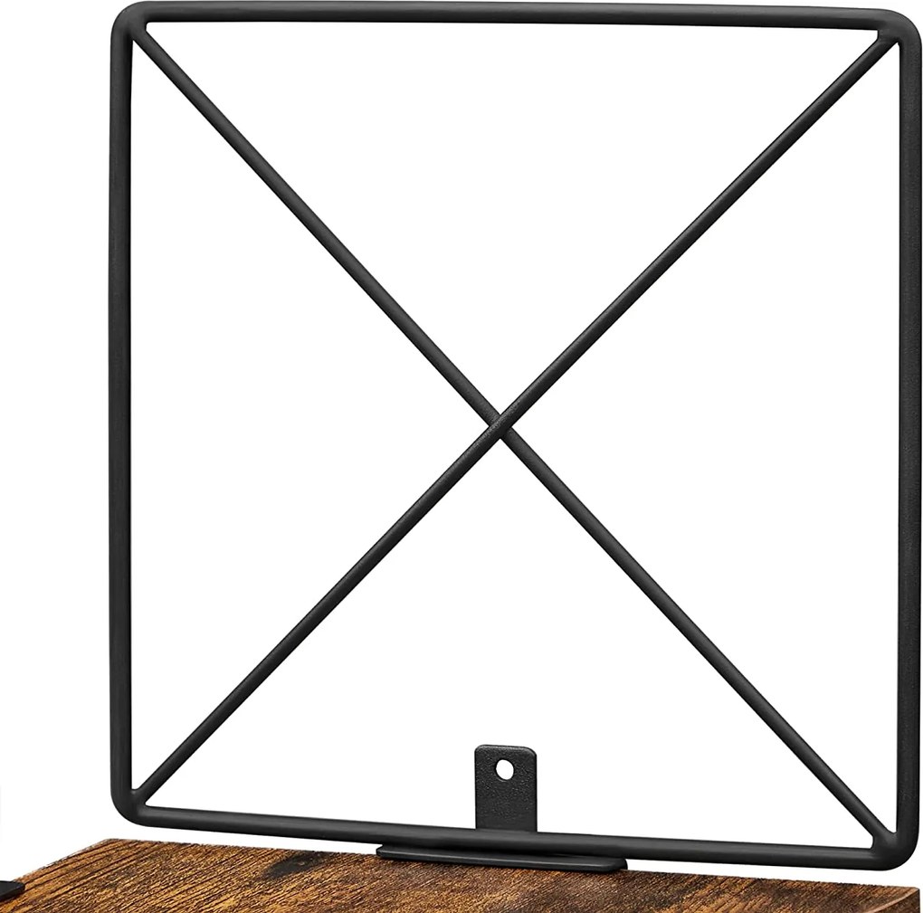 Nástenná rohová polica, 5 úrovní, rustikálna hnedá a čierna