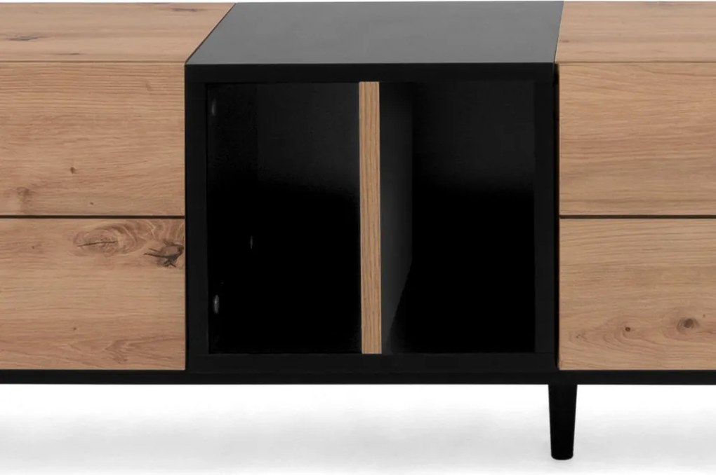 Široká TV skrinka Nola, dub artisan/čierna