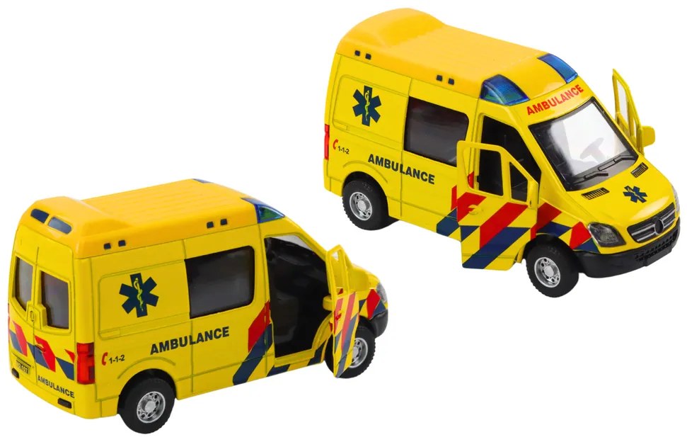 LEAN TOYS Sanitka 1:32, kovová, svetlá, zvuky - žltá