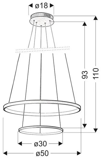 Candellux Zlaté závesné LED svietidlo Lune okrúhly 50cm 40W 32-76281