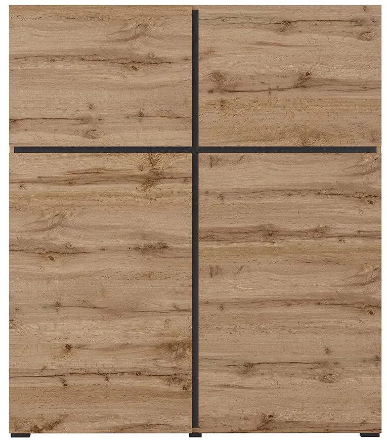 Komoda Wysoka Cross 4d dub Wotan/Čierna