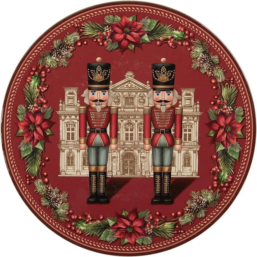 Červený vianočný servírovací tanier Luskáčikovia - Ø 33*1 cm