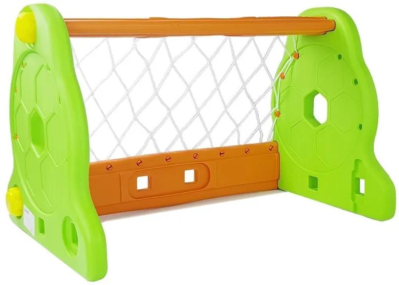 LEAN TOYS Detská futbalová bránka zeleno-oranžová