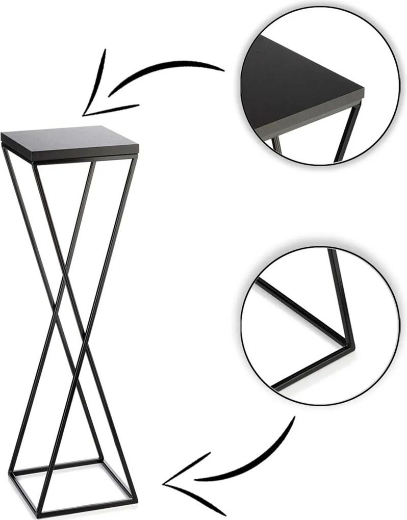 STOJAN NA KVETINÁČ LOFT6 70X24X24 CM ČIERNA