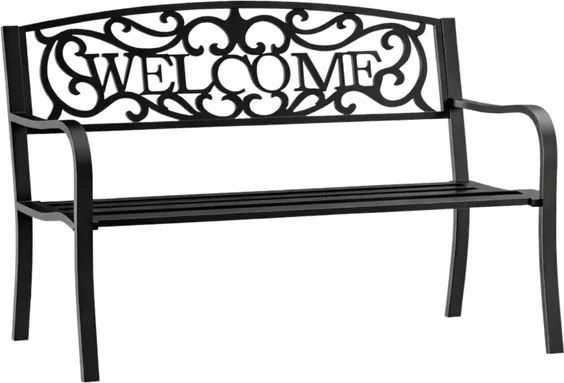 Lean Záhradná kovová lavička WELCOME – 127cm, čierna