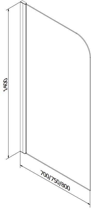 Mexen FELIX, vaňová zástena, 1-krídlo, 75 x 140 cm, 890-075-001-01-00