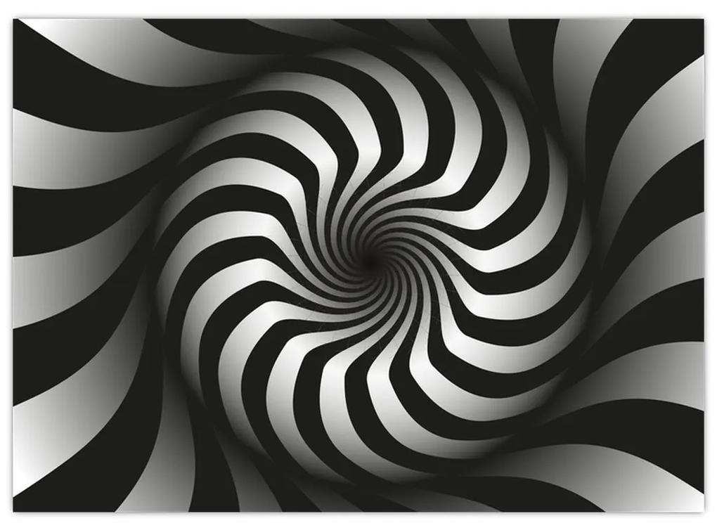Abstraktný obraz čiernobiele špirály (70x50 cm)