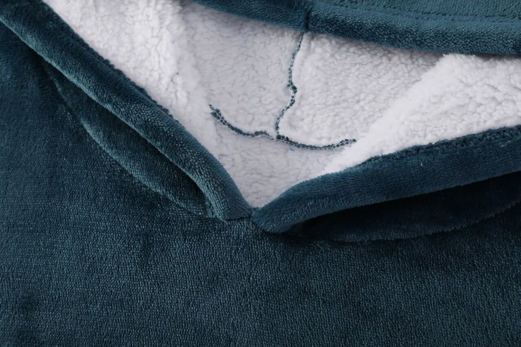 Deka s rukávmi HOODIE tmavotyrkysová