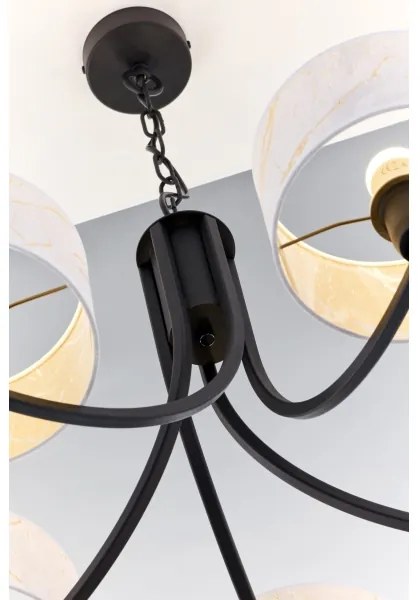 Jupiter 2104 - Luster na reťazi ARTHUR 5xE27/15W/230V biela/čierna/mramorový dekor