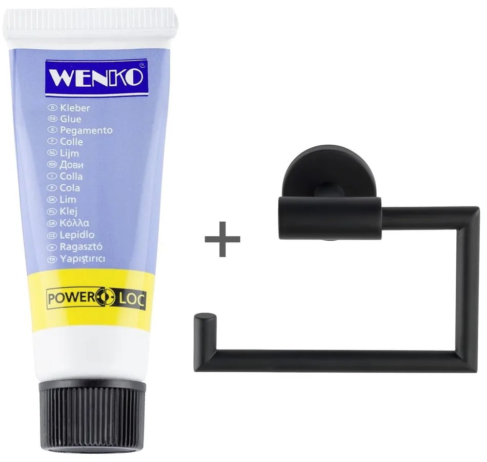 Matne čierny samodržiaci držiak na toaletný papier z nehrdzavejúcej ocele Bosio – Wenko