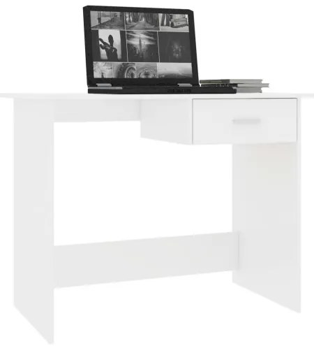 vidaXL Stôl lesklý biely 100x50x76 cm drevotrieska-