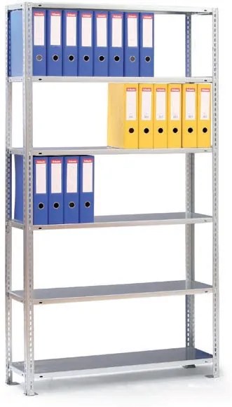 Regál na zakladače COMPACT, 2500 x 750 x 300 mm, sivý, základný