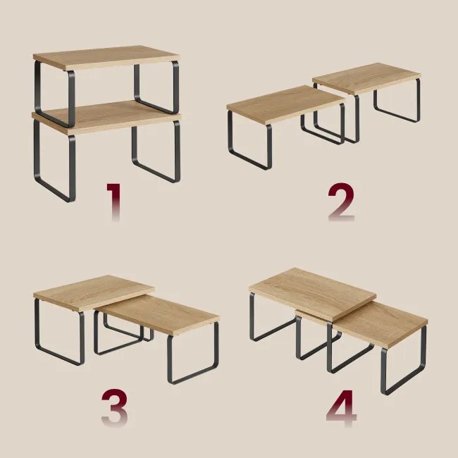 Set stohovateľných poličiek OSKAR KCS020B11 hnedý (2 ks)