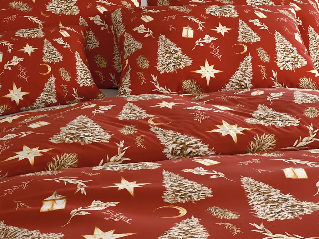 Obliečky z mikrovlákna GOLD CHRISTMAS červené Rozmer obliečky: 70 x 90 cm | 140 x 220 cm