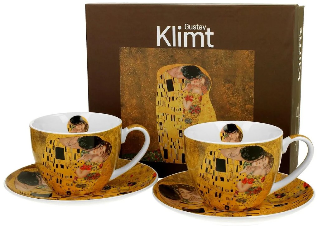 Porcelánová šálka s podšálkou Klimt The Kiss 250 ml sada 2ks