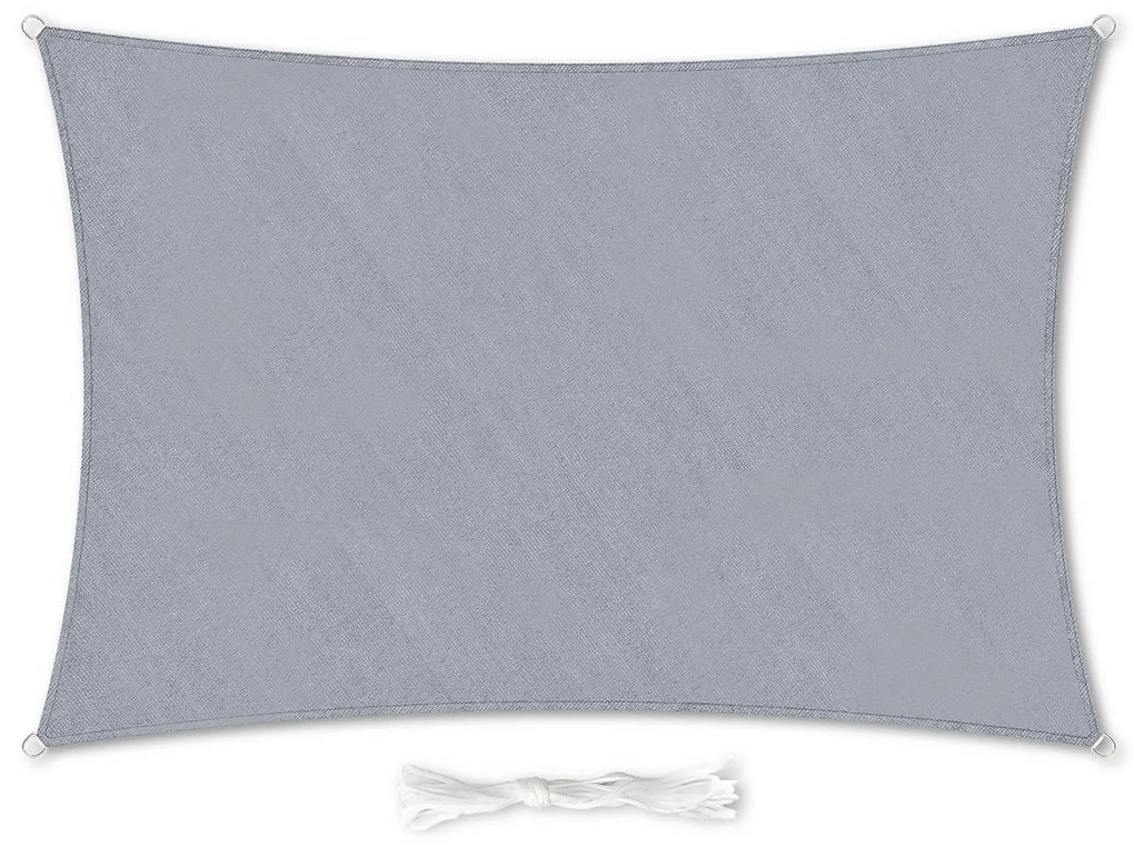 Blumfeldt Pravouhlá slnečná clona, 3 x 4 m, s upevňovacími okami, polyester, priedušná, svetlosivá