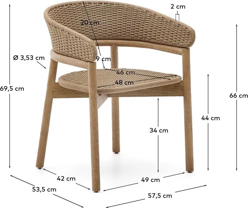 Drevená záhradná stolička v prírodnej farbe Arinella – Kave Home