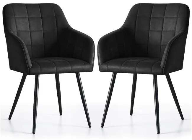 Sada dvoch jedálenských stoličiek LUXANO zamatové, čierne / čierne nohy (2 ks)