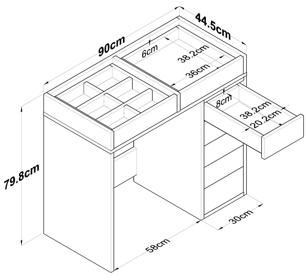 Toaletný stolík Melissa 02 biely/číry