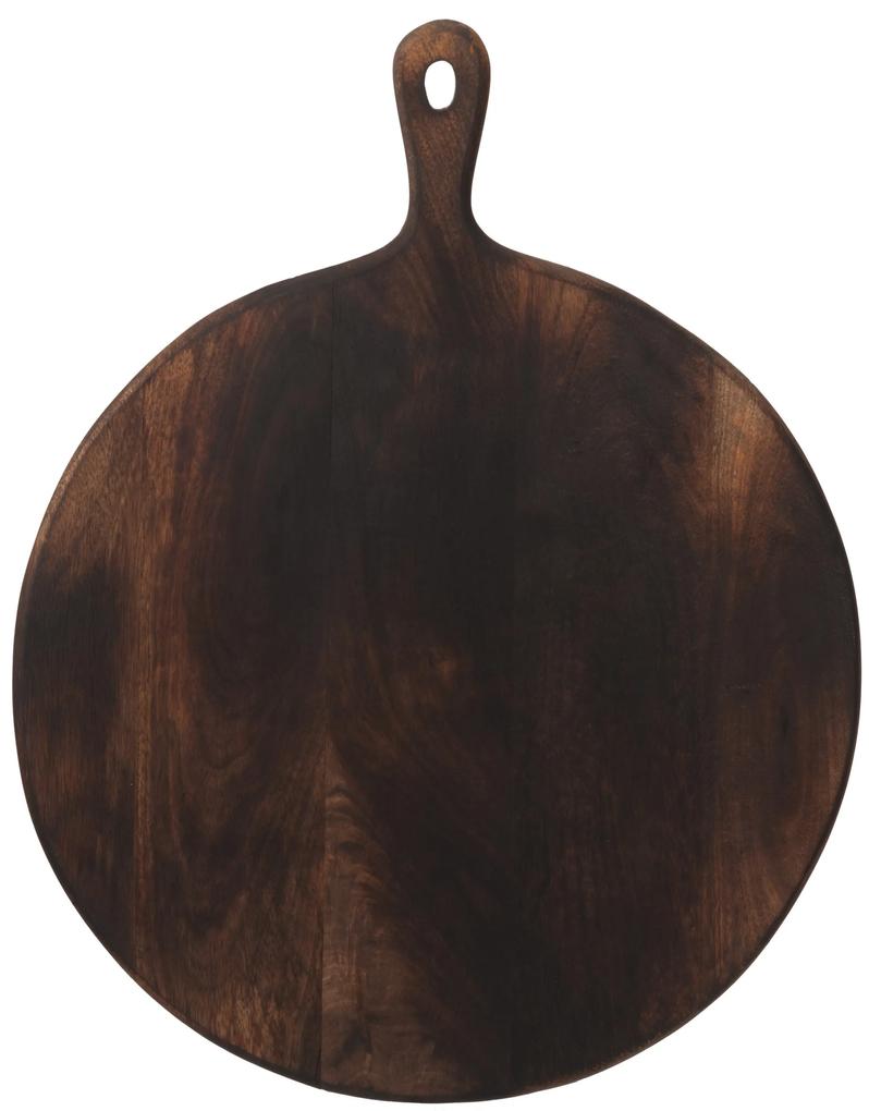 Tmavo hnedé okrúhle doštička s rukoväťou - 50,5 * 39,8 * 1,7 cm