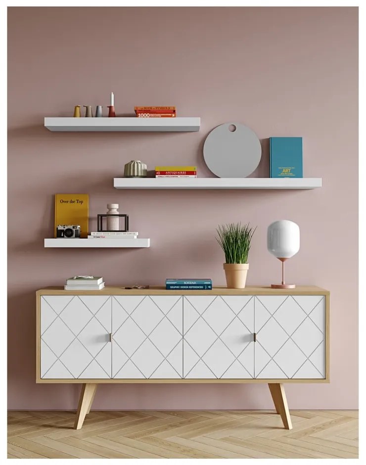 Biela polička TemaHome Balda, šírka 90 cm