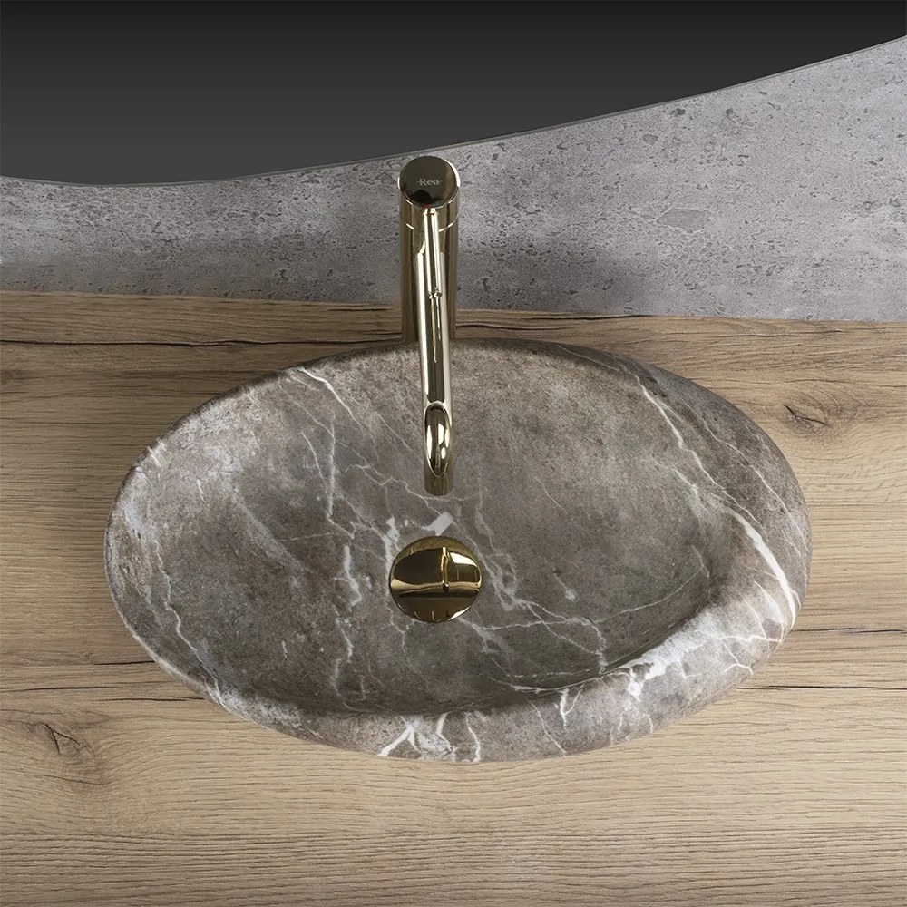 Keramické umývadlo na dosku Rea Roxy B Stone NATURE 48,7x30,7 cm – sivé